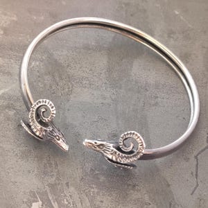 Vintage 925 Sterling Silver Rams Head Cuff Bracelet – 10.9g – Viking Celtic Style – Unisex Jewelry