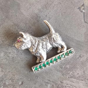 925 Sterling Silver Scottie Dog,  Scottish Terrier Brooch, 8.7g