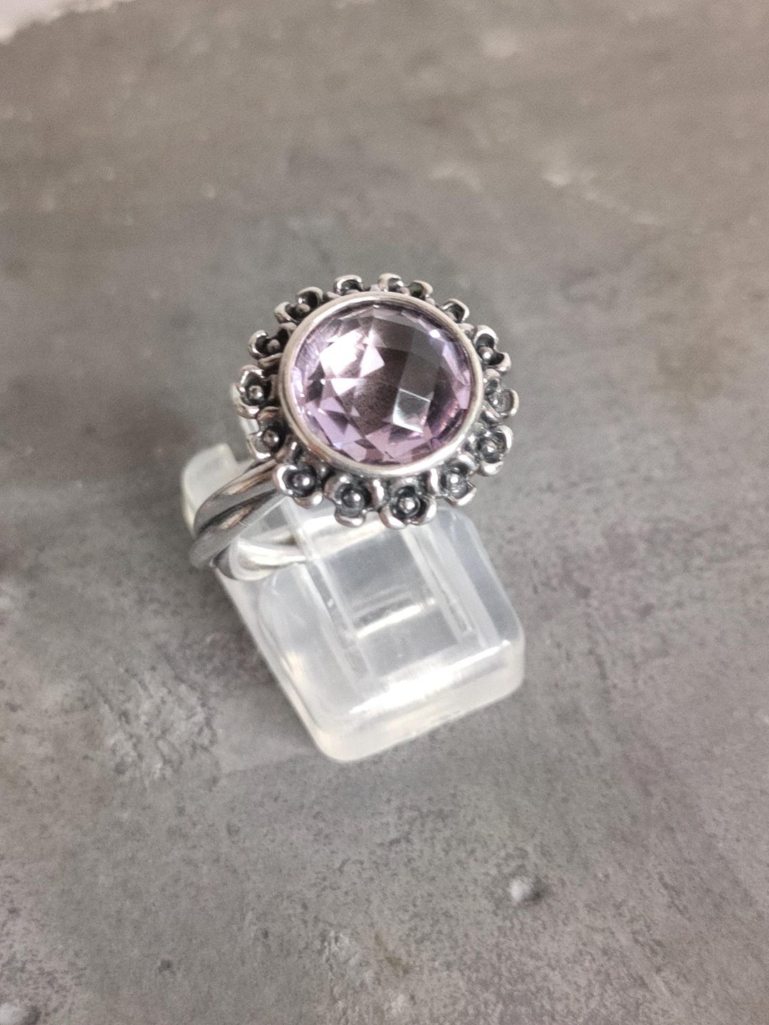 Pandora S925 Ale Sterling Silver Wanda's Garden Amethyst Size Ring K