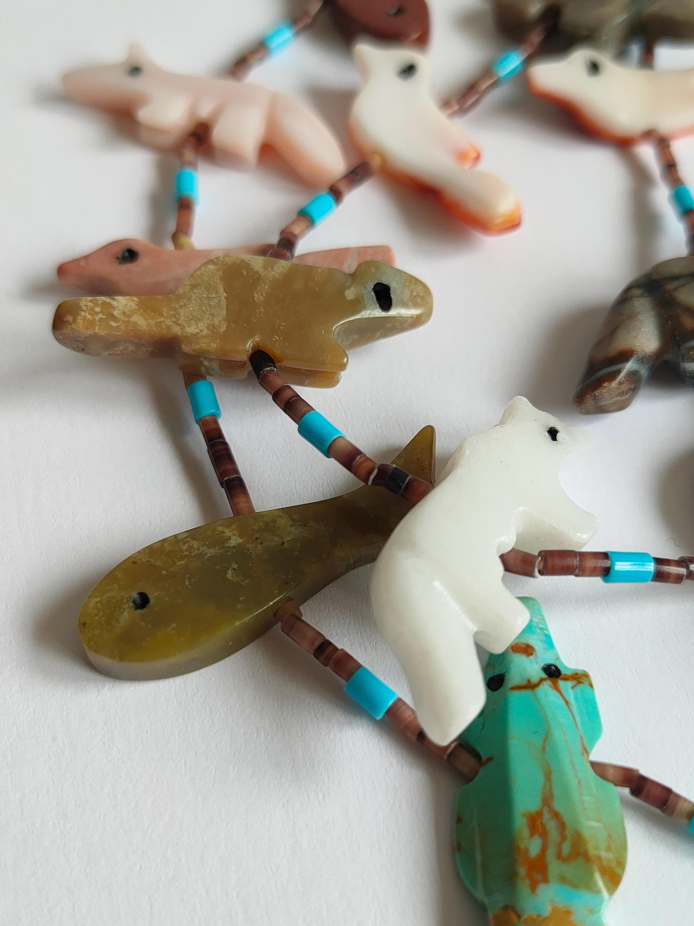 Vintage Native American Navajo, Zuni 3 Strand Animal 56 Vintage Native American Navajo, Zuni 3 Strand Animal 56