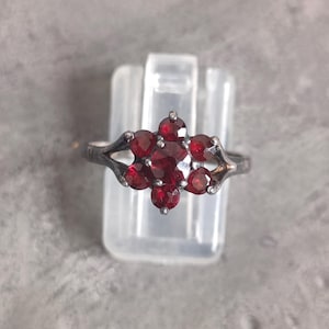 Bague grappe vintage en argent sterling 925 et grenat, taille O, 2 g