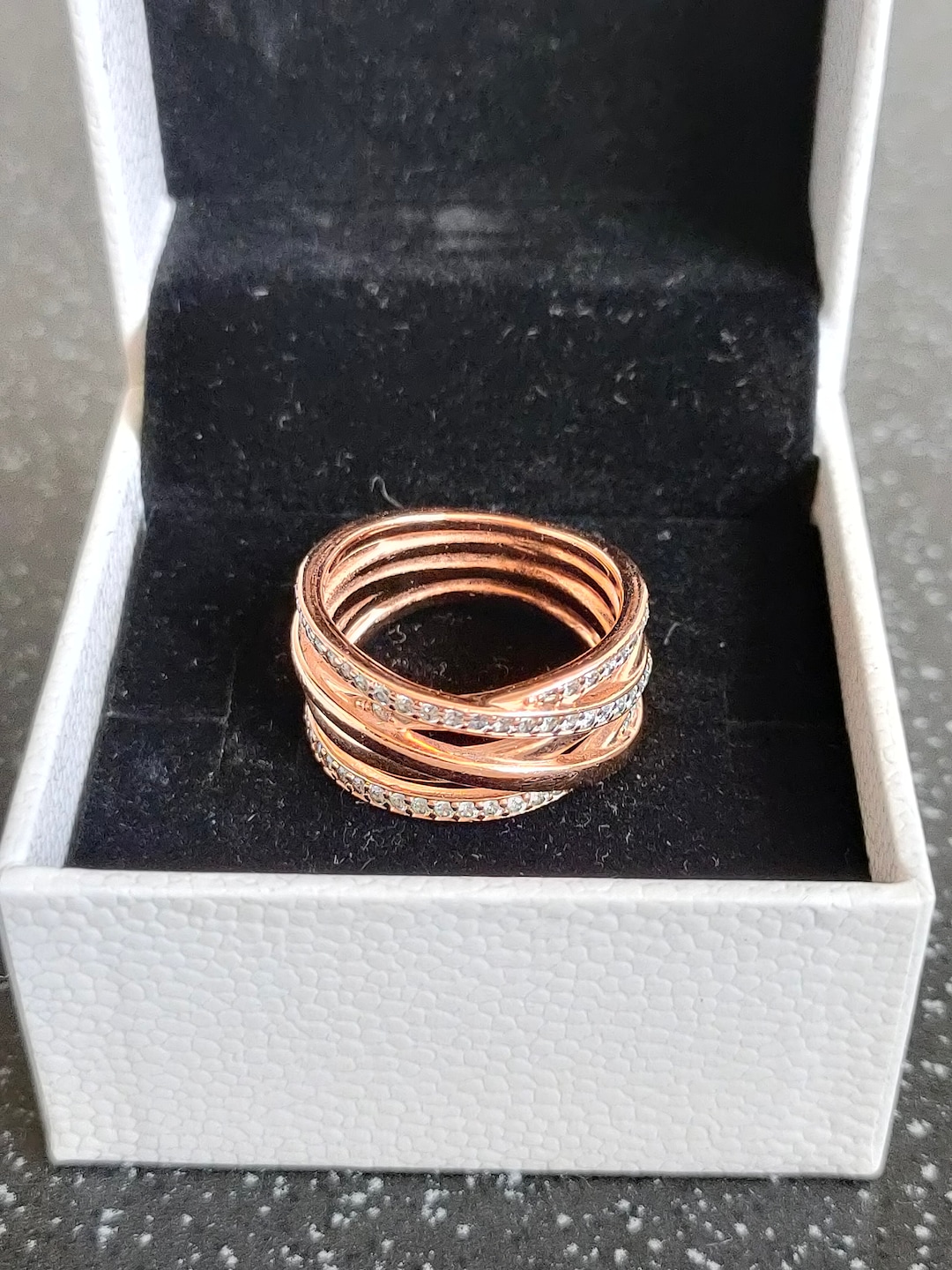 Pandora Ale R 14k Rose Gold Plated Sparkling Polished Lines Ring
