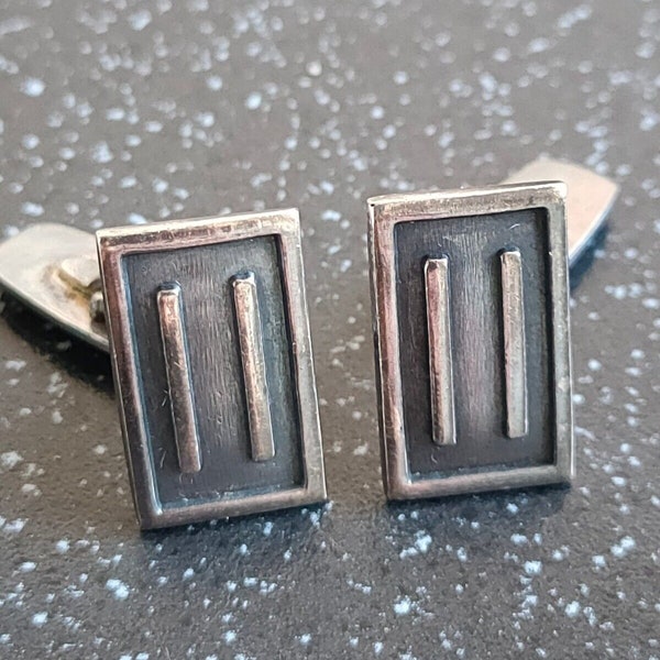 Vintage Atlas Copco Scandinavian Modern Silver Cufflinks, Sweden - 10 g