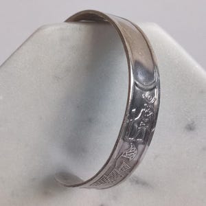 Bracciale rigido in argento egiziano, motivi Ankh e geroglifici / 28 g / Marchio di garanzia Egitto