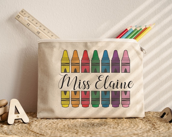 Crayon Custom Name Pencil Case Kids, Christmas gift, Canvas Pencil Pouch,  Gifts For Kids, Teacher Storage, Kids Toy Storage, Child Gift