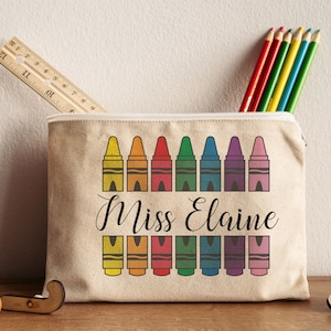 Personalized Canvas Pencil Case|Preschooler zipper pouch Birthday Gift|Teacher School Supplies|Appreciation thank you Gift|Back to School