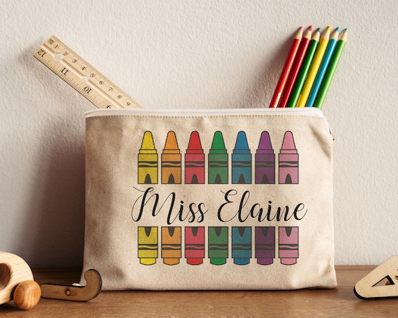 Crayon Custom Name Pencil Case Kids, Christmas gift, Canvas Pencil Pouch,  Gifts For Kids, Teacher Storage, Kids Toy Storage, Child Gift