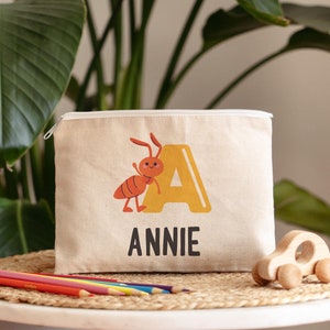 Personalized Canvas Pencil Case|Preschooler zipper pouch Birthday Gift|Teacher School Supplies|Appreciation thank you Gift|Back to School
