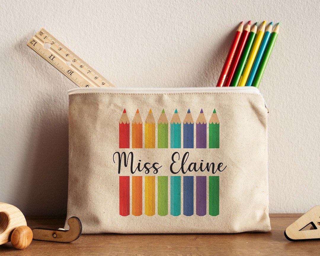 Personalized Name Pencil Case, Custom Canvas Pouch, School Supply ...