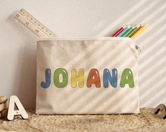 Benutzerdefinierte Name Federmäppchen, Canvas Pen Bag Geschenke für Kinder, Kinder personalisierte Zip Beutel, Schulbedarf, Geburtstagsgeschenk, 3D Junge