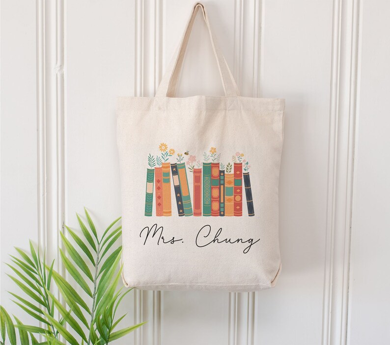 Teacher Appreciation Gift Tote Bag, Canvas Custom Teacher Gift, Personalized School Bag, Gifted Teacher Tote, Reusable Bag School Campus Bag image 1