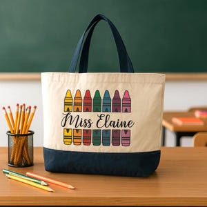Personalized Canvas Tote Bag with Zipper|Gift for Teacher Appreciation week|Thank you Gift idea for Teacher, Educator, Mentor|End of Year image 4