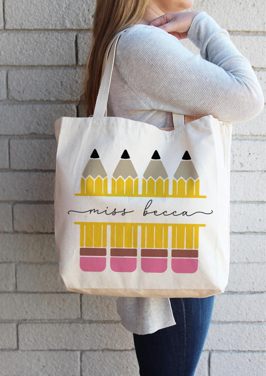 Personalized Canvas Tote Bag With Zipper|gift for Teacher Appreciation ...