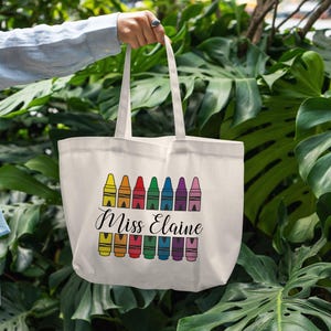 Personalized Canvas Tote Bag with Zipper|Gift for Teacher Appreciation week|Thank you Gift idea for Teacher, Educator, Mentor|End of Year image 3