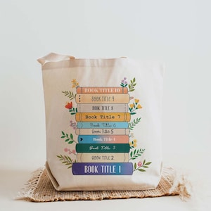 Personalized Favorite Books Tote Bag, Custom Book Bag, Library Bag, Book Lover Bag, Birthday gift, Summer Reading Book Bag, Gift for Teacher