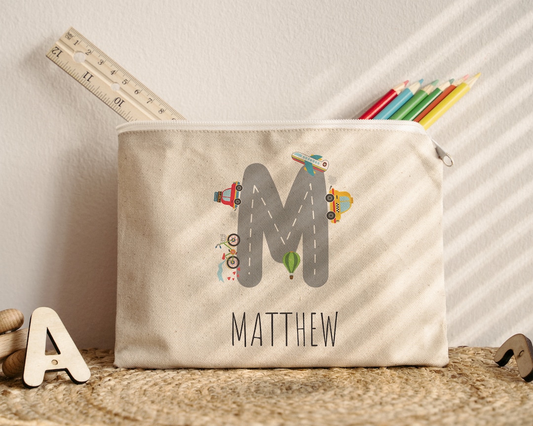 Personalized Name Pencil Case, Custom Canvas Pouch, School Supply ...
