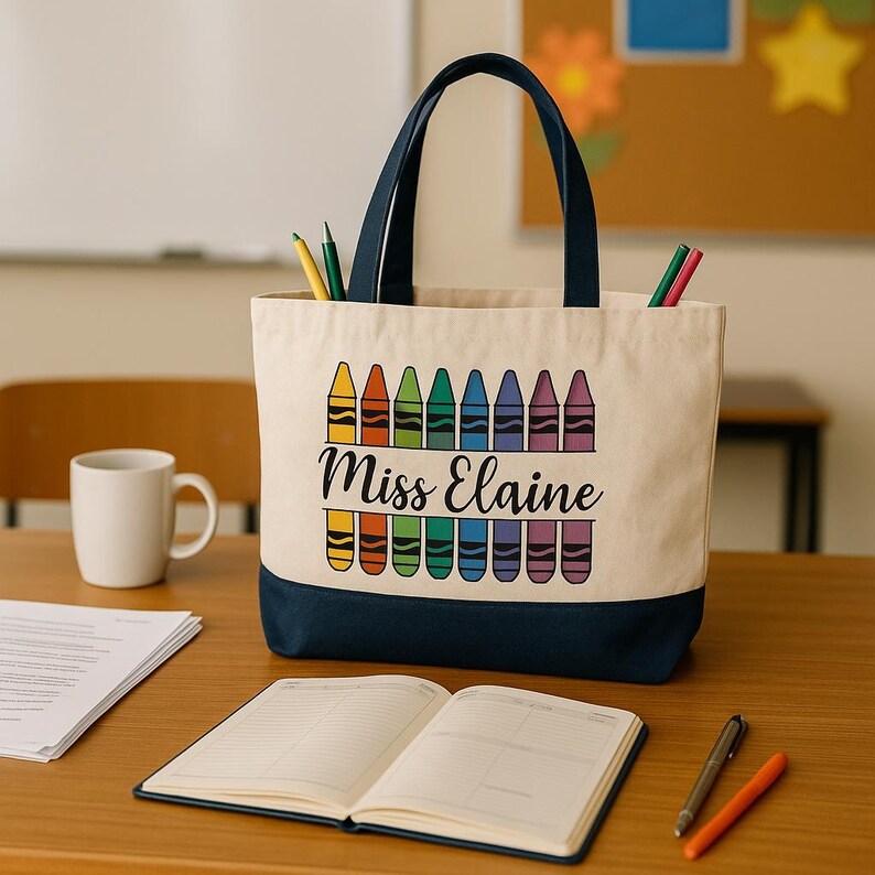 Personalized Canvas Tote Bag with Zipper|Gift for Teacher Appreciation week|Thank you Gift idea for Teacher, Educator, Mentor|End of Year image 6