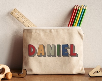 Personalized Name Pencil Case, Custom Canvas Pouch, School Supply ...