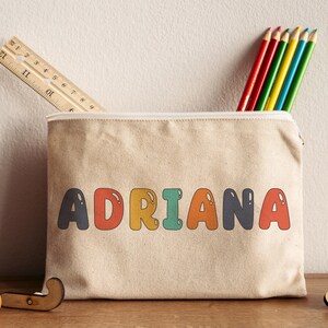 Custom Name Pencil Case Birthday Gift for kids, Canvas Birthday favor bag, Canvas Pouch, Children & Preschool Accessories, Zipper Pouch