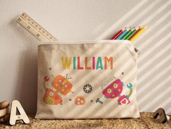 Custom Name Pencil Case Christmas Gift for Kids, Canvas Birthday