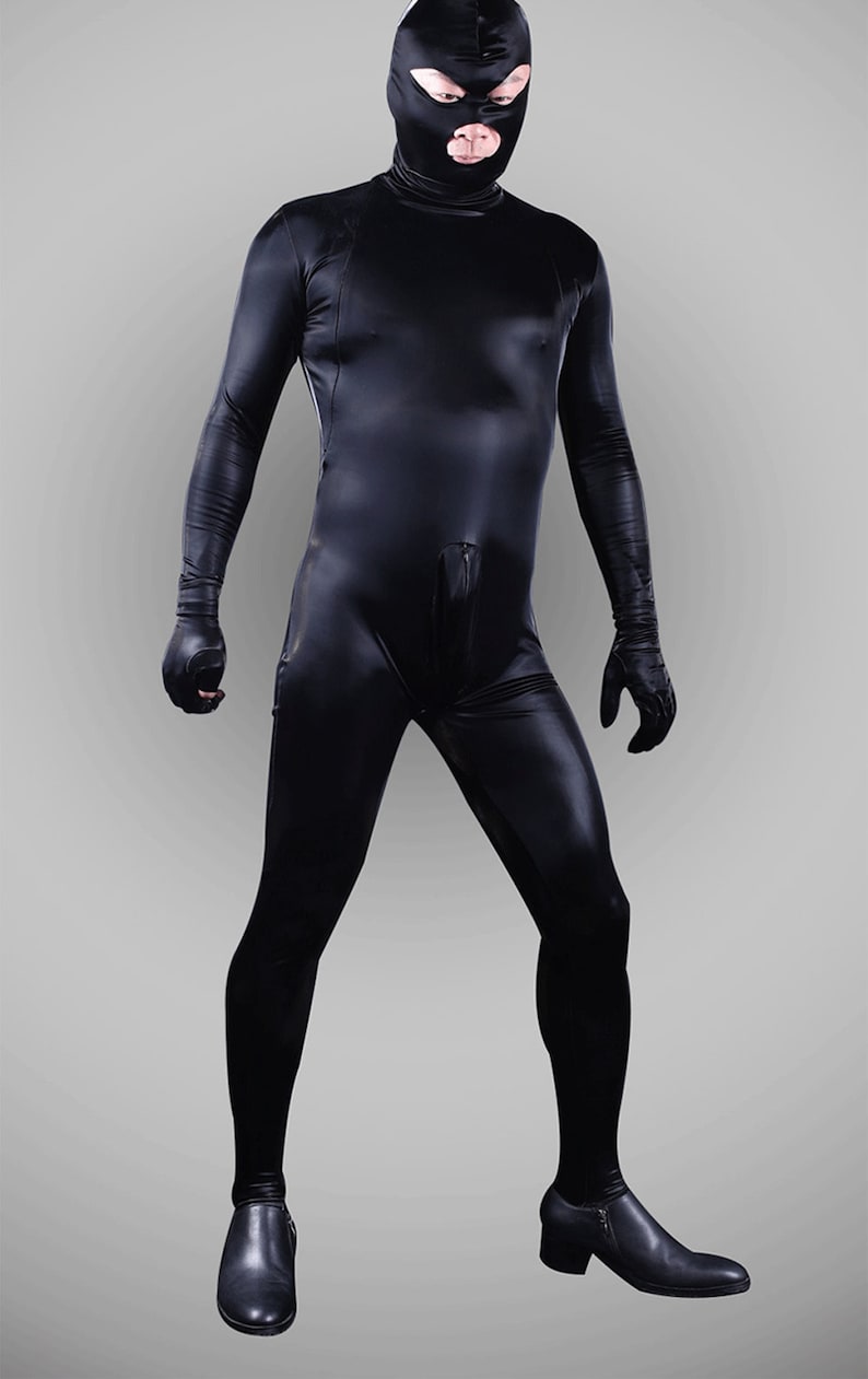 Men Catsuit Jumpsuit Gimp Suit Zentai Crotch Zipper Full - Etsy
