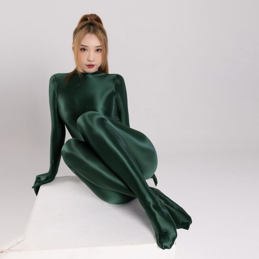 Sexy Satin Silk Spandex Catsuit for Women, Cosplay, Shiny Full Bodysuit