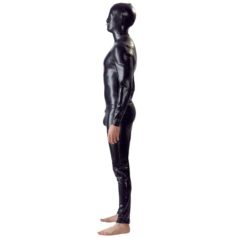 Sexy Spandex Gimp Suit Costume Faux Leather Shiny Mask Hooded Etsy