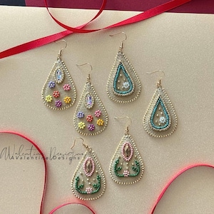 Indigenous Flower Beaded Earrings on Coloured Felt