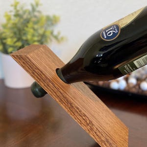 Floating Wine Bottle Holder – Handmade Wooden Rack for Wine & Liquor, Minimalist Home Bar Display