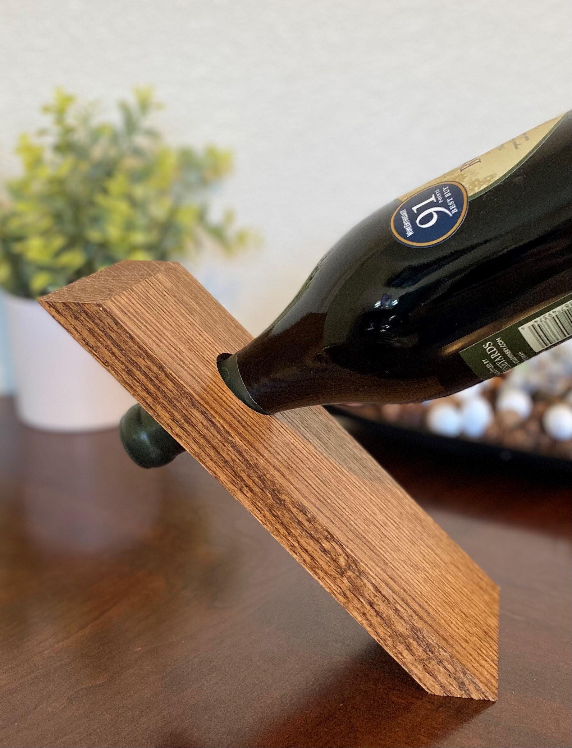 Floating Wine Bottle Holder – Handmade Wooden Rack for Wine & Liquor, Minimalist Home Bar Display