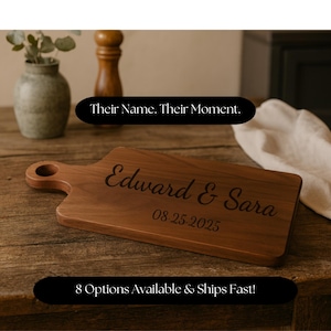 Personalized Cutting Board Wedding Gift, Wood Charcuterie Board, Unique Housewarming Gift, Bridal Shower, Engraved Engagement Present