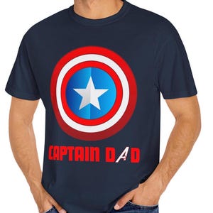 Koszulka Captain Dad, Logo Avenger, Koszulka Superbohatera Dad, Prezent na Dzień Ojca, Koszulka z komiksem, Koszulka inspirowana Kapitanem Ameryką, Koszulka Comfort Colors