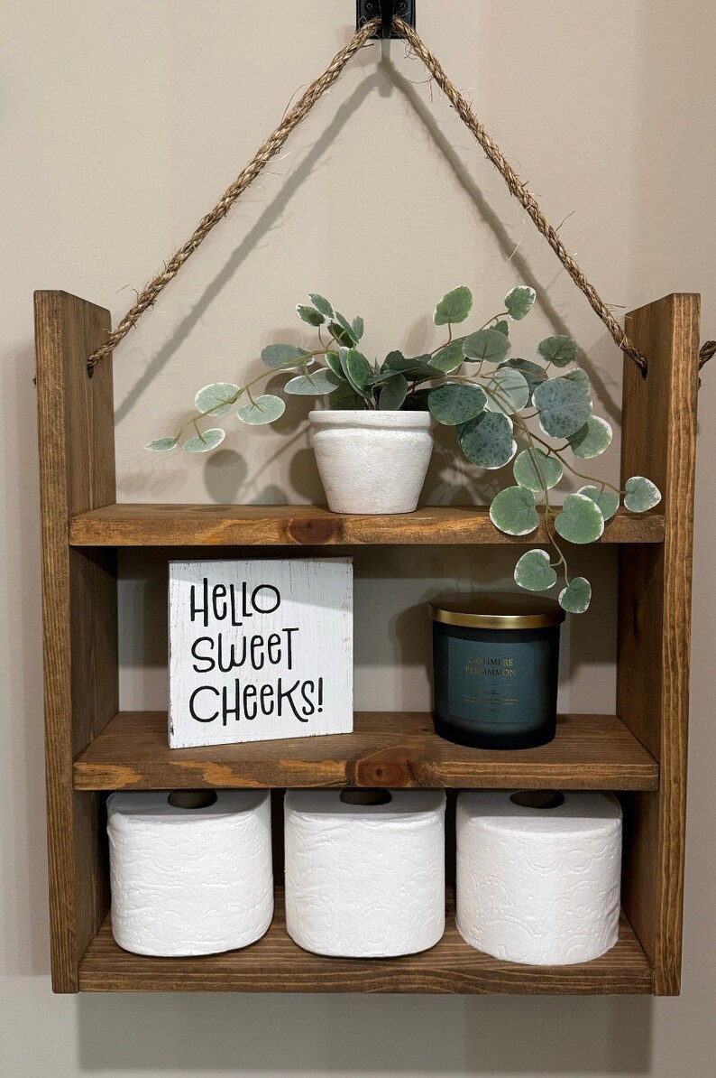 Rustic Bathroom Shelves, Bathroom Decor, Over the Toilet Shelf