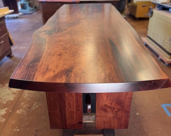 Handcrafted Live Edge Redwood Dining Table – Custom Old‑Growth Slab, Rustic & Modern Table for Office or Conference Room