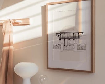 Personalisierte Hochzeitsort-Zeichnung - benutzerdefinierte Linie Kunst von Haus oder Ort, Hochzeitsgeschenk, Einweihungsgeschenk, erstes Hausgeschenk, Briefpapier
