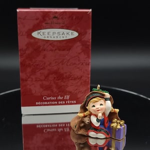 2001 Curious Elf ornament Christmas Vintage Hallmark Artists&#39; Favorites Series Tree Ornament