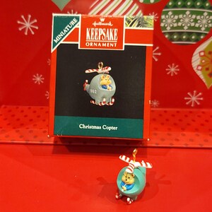 1992 Christmas Copter Christmas Vintage Hallmark Keepsake Tree Ornament - MINIATURE