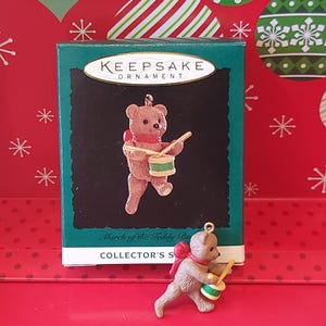 1994 March of the Teddy Bears Christmas Vintage Hallmark Keepsake Tree Ornament - MINIATURE