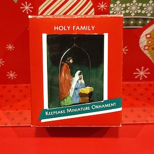 1988 Holly Family Christmas Vintage Hallmark Keepsake Tree Ornament - MINIATURE