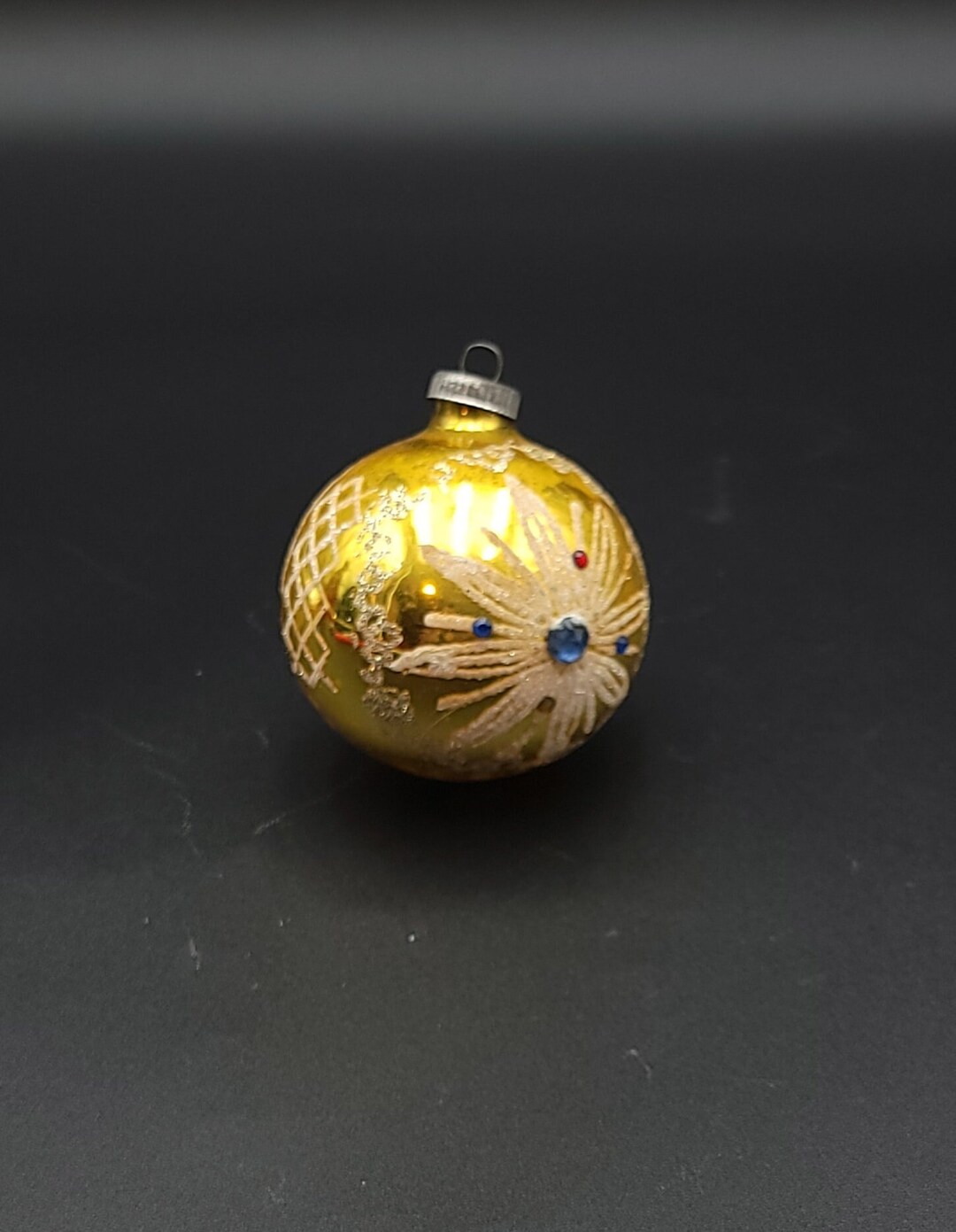 Vintage Christmas Tree Ornament Mercury Glass Mica Stencil Etsy