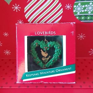 1989 Lovebirds Christmas Vintage Hallmark Keepsake Tree Ornament - MINIATURE