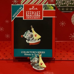 1990 Kittens in Toyland Christmas Vintage Hallmark Keepsake Tree Ornament - MINIATURE