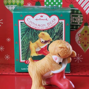 1987 Cinnamon Bear Porcelain Bear Collectors Series Christmas Vintage Hallmark Keepsake Tree Ornament