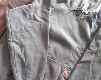 Carhartt Hoodie Xl Loose Fit Green Pullover Fleece Cotton Blend Sweatshirt Logo