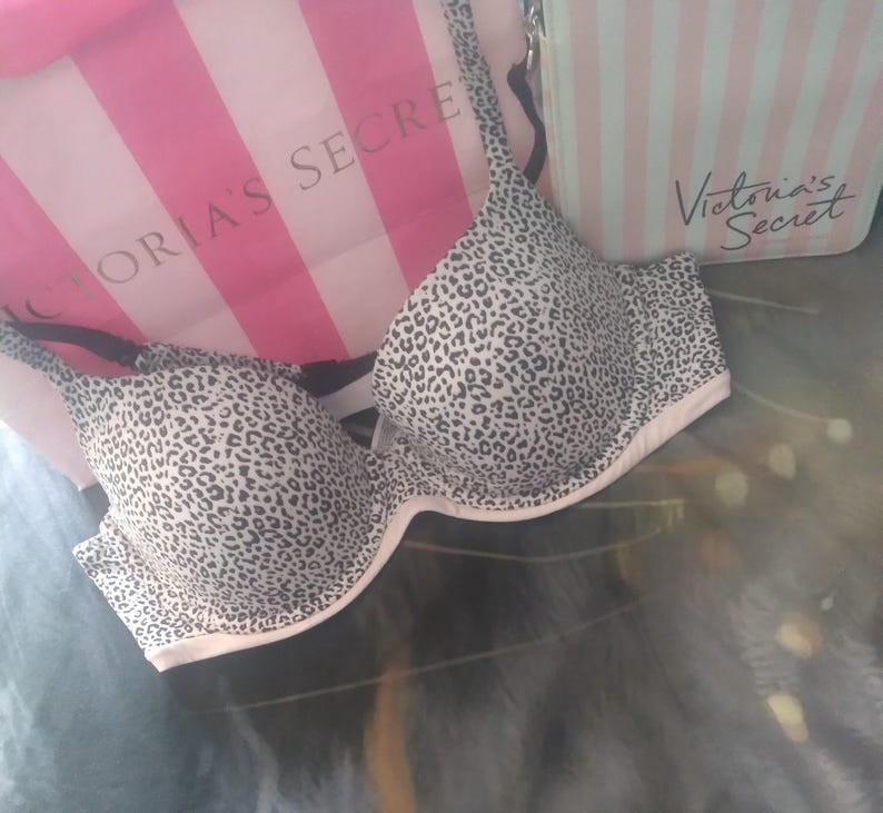 36B Victoria's Secret Body By Victoria Lined Demi Pink Cheetah Leopard VS Bra image 1