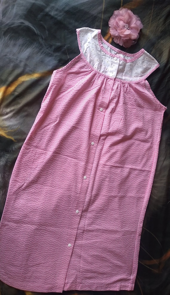 Vintage Nightgown Candy Stripe Pink Pin Stripe by 