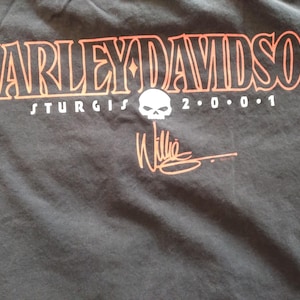 Vintage Harley Davidson Sturgis 2001 Mens Large Black Button Front 100% Cotton Willie G HD Y2K 2000s