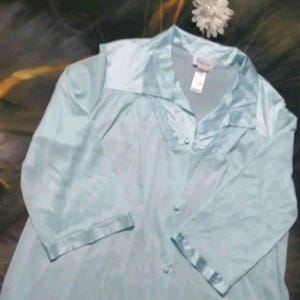 Vintage Vanity Fair Button Front Nightgown Large Blue Nylon Vintage Lingerie
