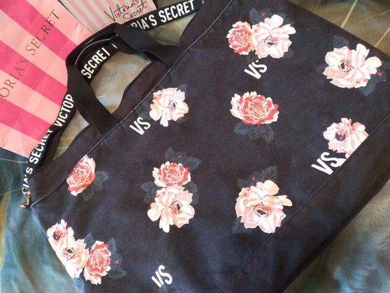 Victoria s Secret Floral Tote Bag Large Canvas Weekender Bag 2018