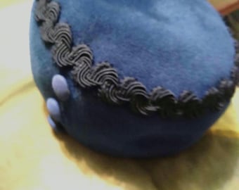 Vintage 50s 60s Hat by Linda Farrell New York Blue Genuine 